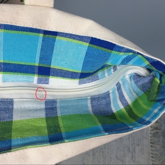 Lighthouse Nautical Themed Plaid Cotton Tote Bag - Picture 13 of 13